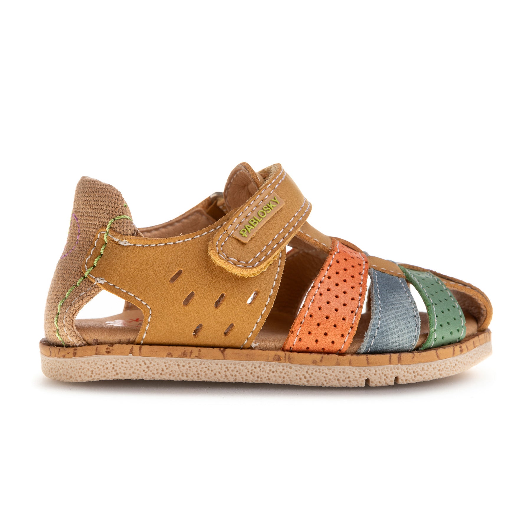 Sandales Enfant Pablosky Zig - Cuir Naturel, Semelle Flexible SUPERFLEX - Confort Pieds Nus, Forme Physiologique - 6